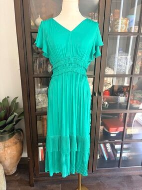 Joie, Green Layered Pleated Dress, Size XS
